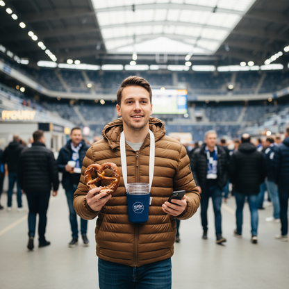 Cup Buddy 1848er Bochum Getränketräger Becherhalter Becherträger Getränkehalter blau-weiß